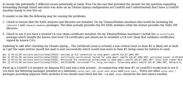 Sending mail from Postfix via Gmail: unable to get local issuer certificate, certificate not... смотреть онлайн