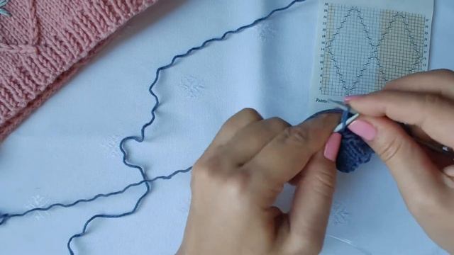 Узор спицами РОМБЫ из снятых петель / МК простой узор спицами из вытянутых петель.