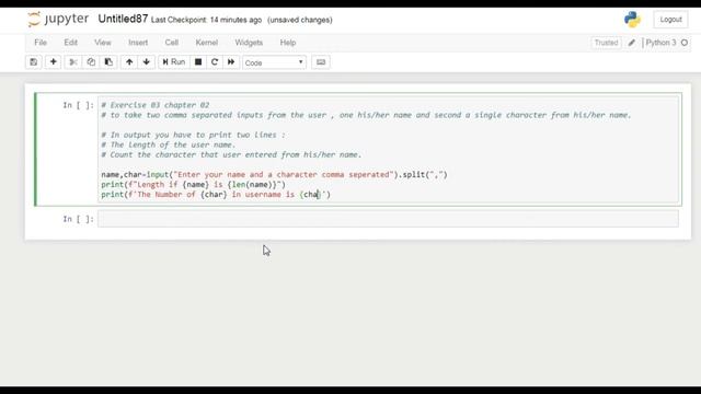 Python Tutorial 20 : Solution of Exercise 03 | len() count() functions and multiple inputs in Pytho