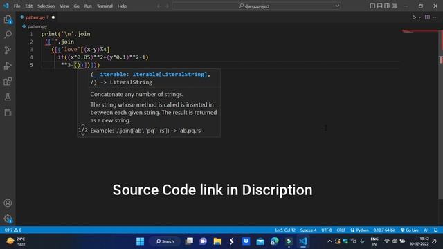 Only For python Lover and Love pattern With Python #python #pythonprogramming #pythontutorial