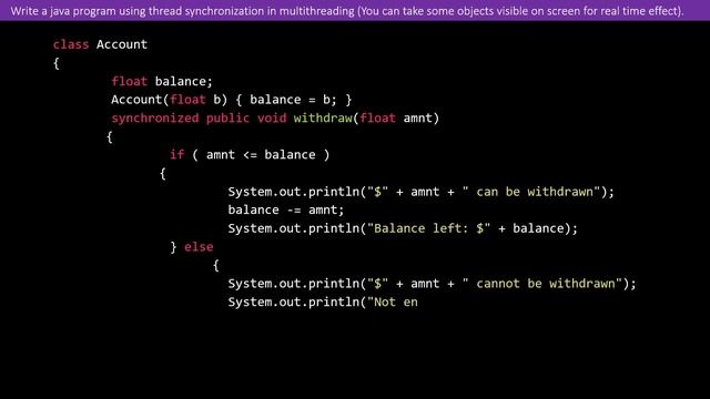 Write a java program using thread synchronization in multithreading | Java Programming Lab смотреть онлайн