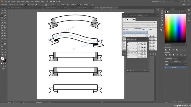 Vintage heraldic ribbon vector brushes set смотреть онлайн
