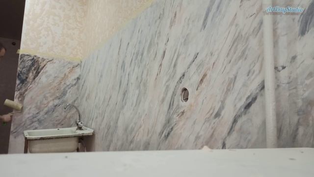 Ремонт кухни СВОИМИ РУКАМИ фартук под МРАМОР | DIY Kitchen renovation смотреть онлайн