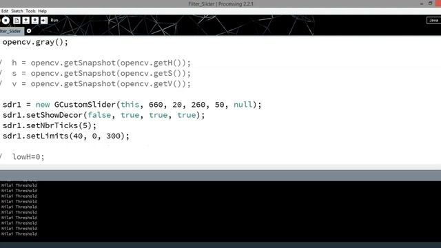 Threshold with Scroll Bar in Processing Using OpenCV