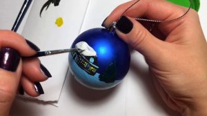 Мастер-класс по росписи новогоднего шара. DIY. Как красиво расписать новогодний шар.