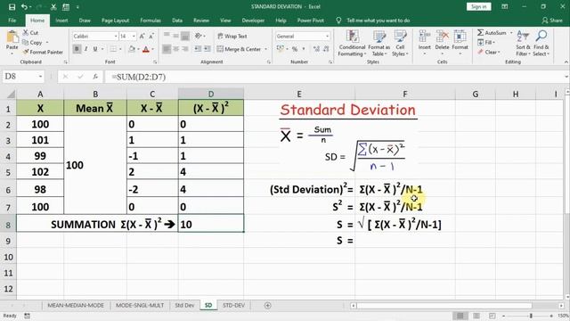 134 - #StandardDeviation in #Excel