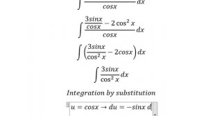 Calculus Help: Integral ∫ (3tanx-2 cos^2x)/cosx dx - Integration - Trigonometry