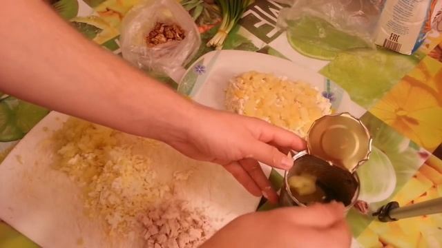 "Салат ананас" рецепт с курицей и ананасами!