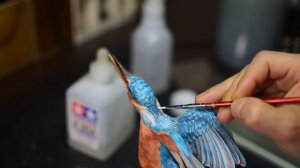 Diorama - Kingfisher catching a fish / polymer clay / Epoxy Resin / sculpting