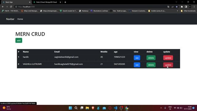 CRUD with Mongodb Using React js and Node js смотреть онлайн