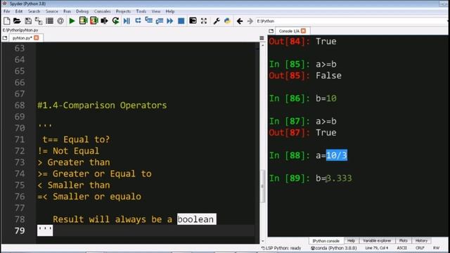 9. PYTHON COMPARISON OPERATORS