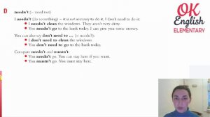 Unit 31 Модальный глагол MUST. Отличия между MUSTN'T и NEEDN'T | OK English Elementary
