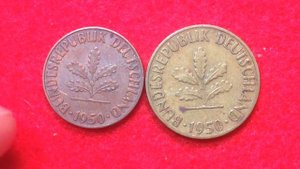 1 & 5 Pfennig Coin Germany Dated 1950