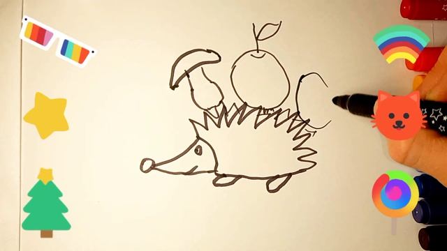 Рисуем маркерами ЁЖИКА,Как нарисовать ЕЖИКА,Играем Учимся,Для Детей,Рисуем с детьми.Draw A HEDGEHOG