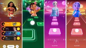 Moana & Baby Moana Vs Frozen Elsa Vs Baby Elsa - Tiles Hop EDM! Let It Go