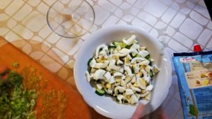 Самый простой и Самый вкусный салат Яйцо Огурец Зеленый Лук
