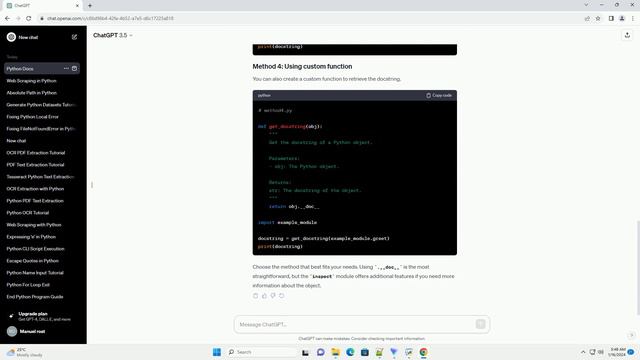how to get docstring in python