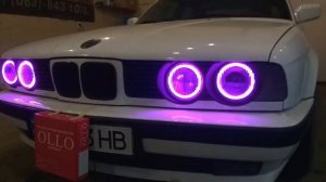 Тюнинг фар, BMW E34, покраска фар, установка ангельских глазок