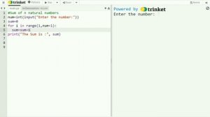 Sum of natural numbers and multiplication table using python