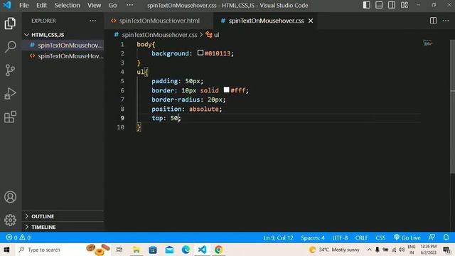 Spin Text On Mouse Hover using HTML & CSS