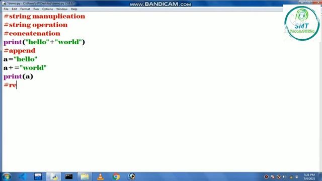 STRING MANUPLICATION IN TAMIL | PYTHON TUTORIAL | SMT PROGRAMMING
