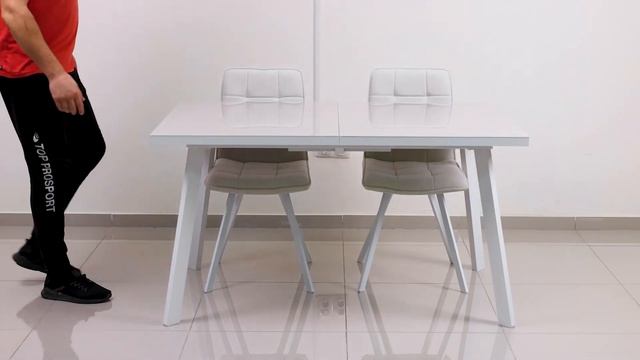 Стол BORG 120 и 140 / со стеклом латте / белый смотреть онлайн