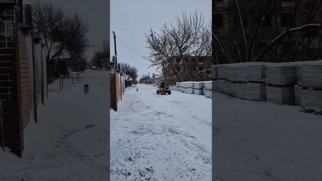 Прокатился зимой на квадроцикле! #квадроцикл #квадрик #зима #дрифт #погнали смотреть онлайн