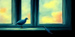 Яна - Одинокий Голубь - нарисованный Нейросетью в Стиле Цифровая Живопись.