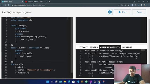 Public, Private, Protected Inheritance | Lecture 22 | OOPS in C++ | Yogesh Yogendra смотреть онлайн