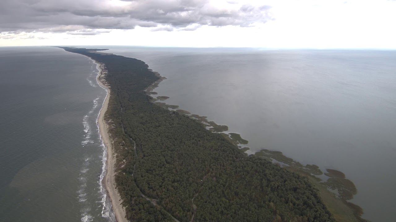 Куршская коса вид с поселка Лесное в сторону Литовской границы, Калининградская область смотреть онлайн