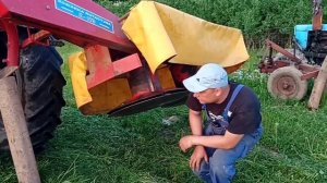 подцепляем роторную косилку к юмз