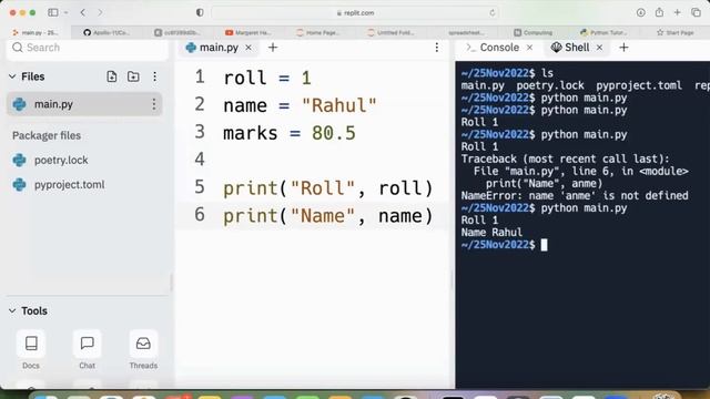 Showcasing, how to use all course components to create a spreadsheet program