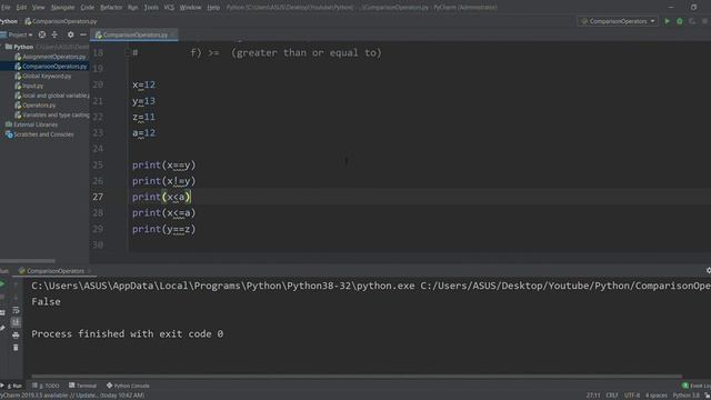 Python Tutorial 7 | Python Operators , Comparison Operator | pythonSTACK
