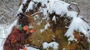 21.?МЕСЯЦ ВЫЖИВАНИЕ в лесу ЗИМОЙ В ДИКОЙ ПРИРОДЕ БЕЗ НИЧЕГО _ ЛЕСНОЙ  DIY _ КРЕМЕНЬ _ НОЖ _ ПОСУДА _