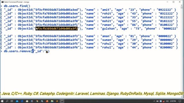 MongoDB remove document By keys Part-04 | MongoDB Tutorial смотреть онлайн