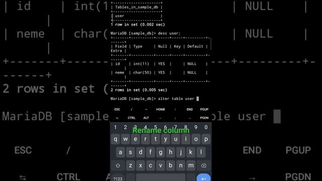 23. How to rename column in mysql | Mysql tutorial in Android | The Rock Shivam