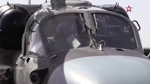 Кадры работы и подготовки к боевым вылетам вертолетов Ка-52 армейской авиации ВКС РФ