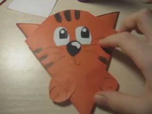 Оригами "Котик" из бумаги.  Бумажная поделка своими руками!