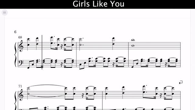 Maroon 5 - Girls Like You Sheet Music смотреть онлайн