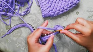 Как обвязать цепочку для  сумки  трикотажной пряжей