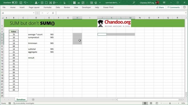 Excel sum values, but I can't use SUM function - 10 crazy methods