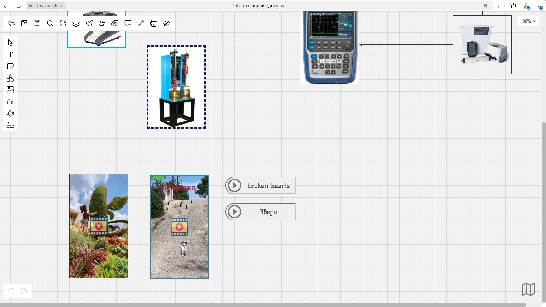 Добавление видео и аудио на холст онлайн доски MyBoards.Ru