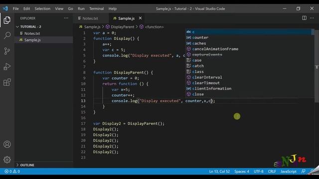 Javascript advance | Closures | Lexical scope | Tamil | Njan channel | Tutorial - 2