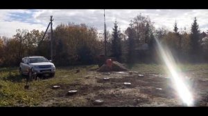 Заливаем столбики под сарай часть 5.