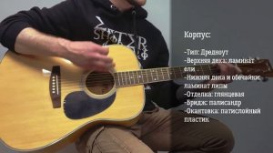 Бюджетная акустическая гитара, дредноут, HOMAGE LF-4111 N. Демо