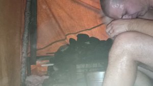 Походная баня-палатка зимой.