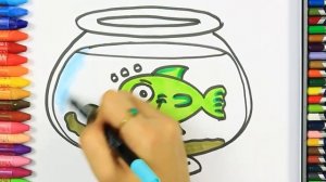 Как нарисовать зеленая рыба | Раскраски детей HD | Рисование и окраска | Рисование для детей