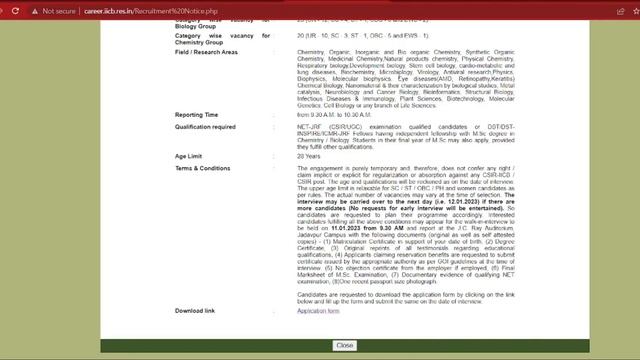 IICB Direct JRF Post 2023 || 45 Vacancies