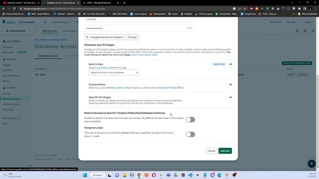 How to Add a Database User in Mongodb Atlas