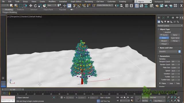 Новогодняя елка. ❄ Анимация  материала.  ☃ Christmas tree. Animation 3ds max. Урок 32. Курс ?